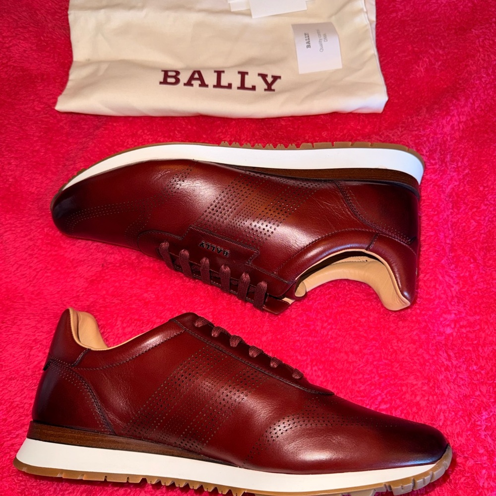 Bally Burgundy Leather Sneakers - Picture 2 of 16